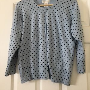 Blue on blue polka dot sweater